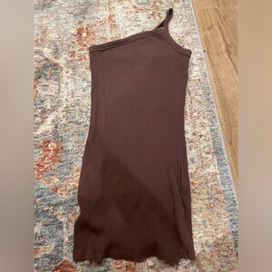 Cotton On size small brown asymmetrical slip dress.